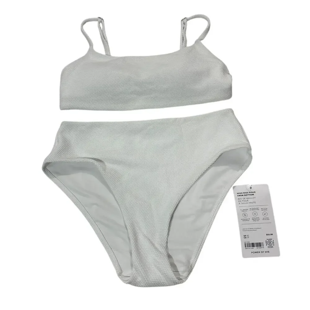 NWT Athleta Womens XS High Rise Pique Bottoms Bathing Suit Set Swimsuit Summer
